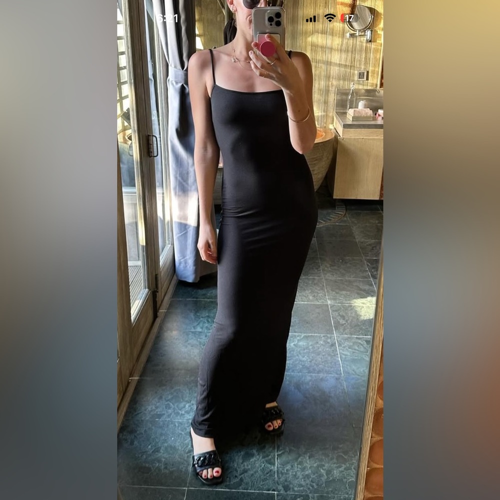 SKIMS black ribbed maxi tank top dress size m